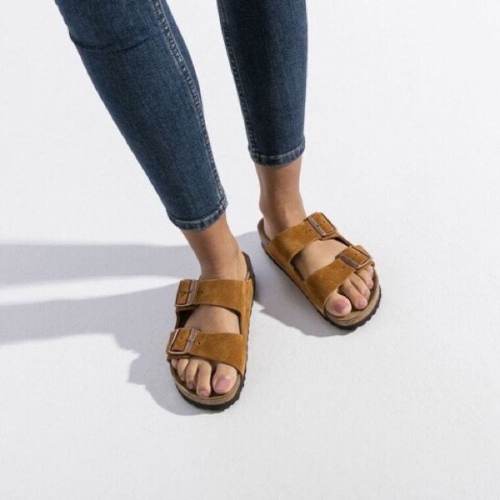 Birkenstock Women's Suede Two-Strap Sandals in Chestnut - Picture 3 of 11
